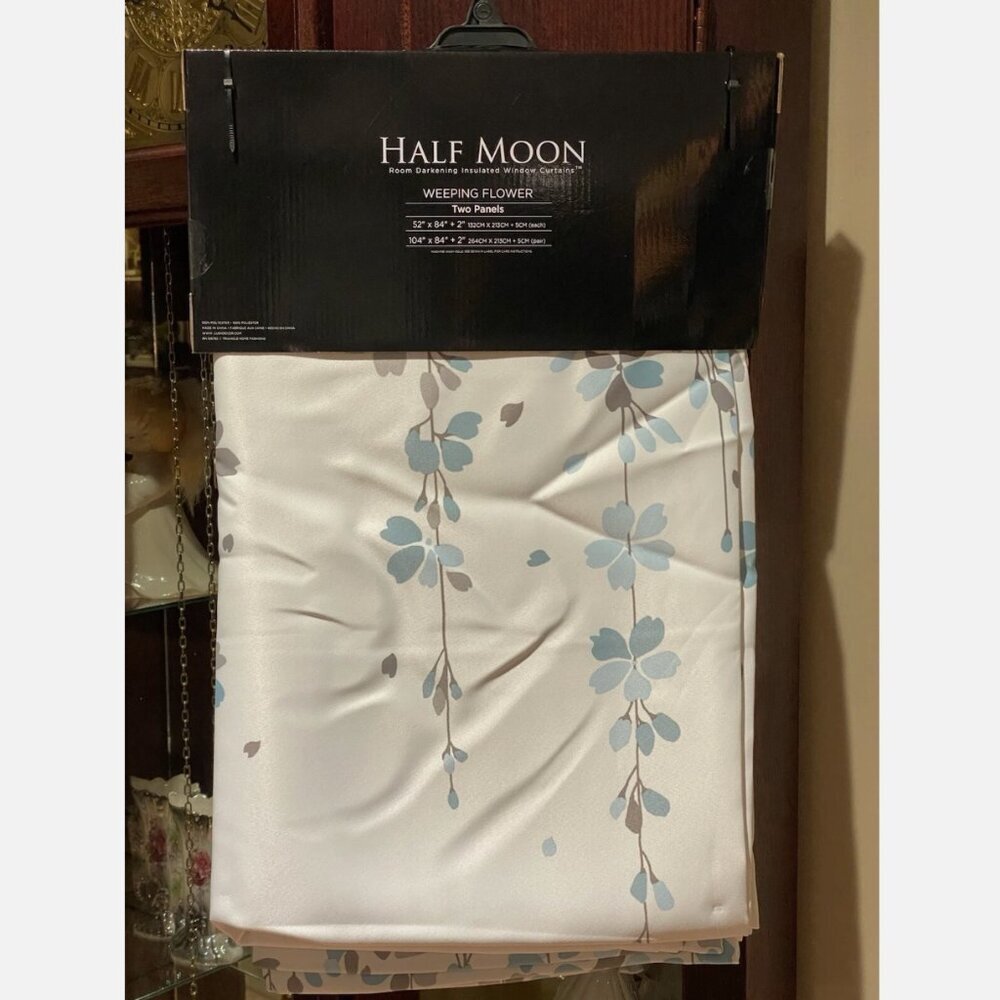 Lush Decor Half Moon Weeping Flower Insulated Window Two Curtain Panels 52"x84" - Picture 5 of 7